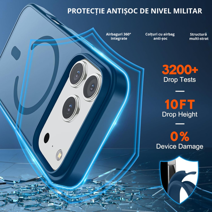 Husă pentru IPhone 17 PRO MAX, MagSafe, ultra slim, Antișoc, Blue [3]