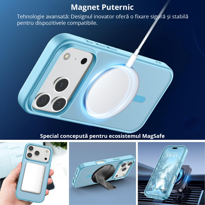 Husă pentru IPhone 17 PRO MAX, MagSafe, ultra slim, Antișoc, Light Blue [5]