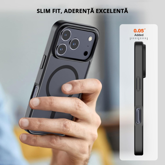 Husă pentru IPhone 17 PRO MAX, MagSafe, ultra slim, Antișoc, Negru [6]