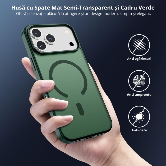 Husă pentru IPhone 17 PRO MAX, MagSafe, ultra slim, Antișoc, Verde [7]