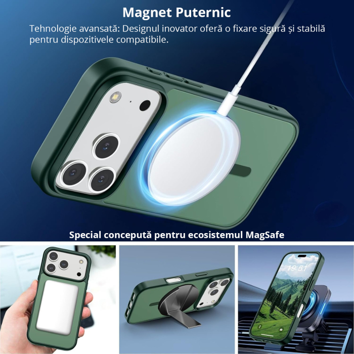 Husă pentru IPhone 17 PRO MAX, MagSafe, ultra slim, Antișoc, Verde [5]