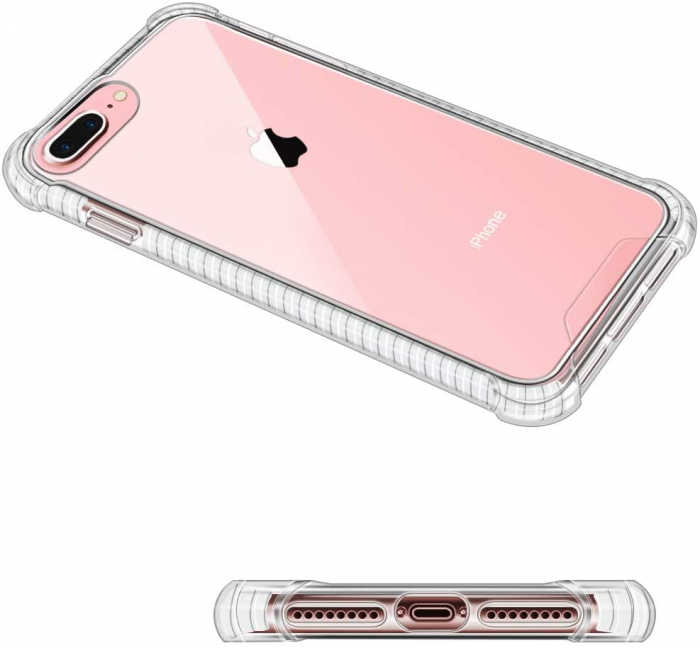 Husa pentru iPhone 8 / 7, Mobilesmart, Hybrid Antisoc, carcasa spate PC transparenta cu Bumper, Alb [5]