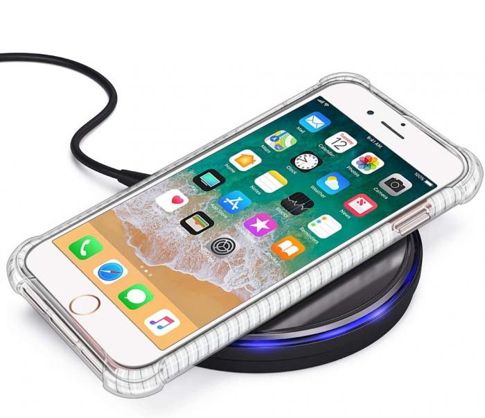 Husa pentru iPhone 8 / 7, Mobilesmart, Hybrid Antisoc, carcasa spate PC transparenta cu Bumper, Alb [4]