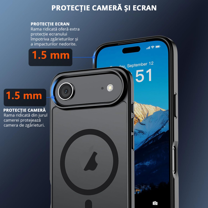 Husă pentru Iphone AIR, MagSafe, ultra slim, Antișoc, Negru [4]