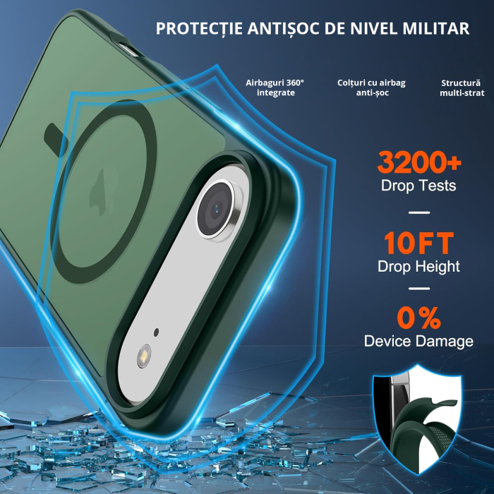 Husă pentru Iphone AIR, MagSafe, ultra slim, Antișoc, Verde [3]