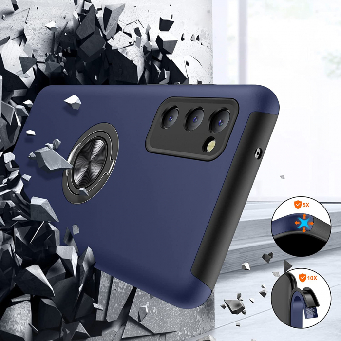 Husă pentru Samsung Galaxy S20 FE, inel multifuncțional 360°, Protecție Militară Antișoc, Blue [3]