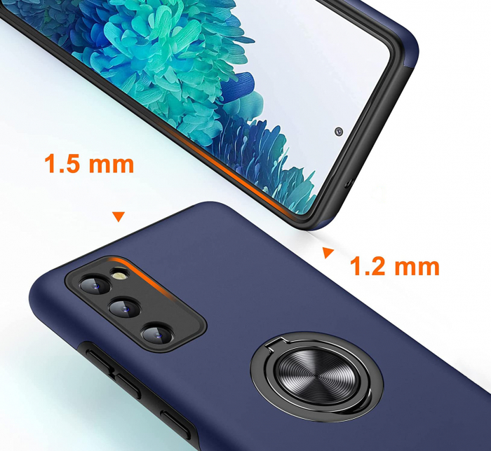 Husă pentru Samsung Galaxy S20 FE, inel multifuncțional 360°, Protecție Militară Antișoc, Blue [2]