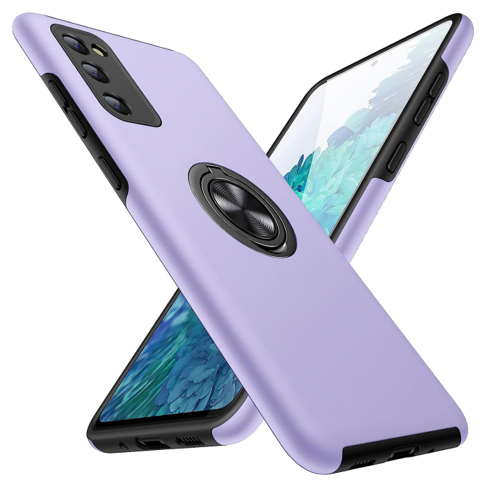 Husă pentru Samsung Galaxy S20 FE, inel multifuncțional 360°, Protecție Militară Antișoc, Purple [1]