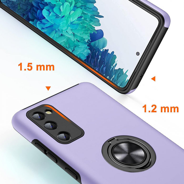 Husă pentru Samsung Galaxy S20 FE, inel multifuncțional 360°, Protecție Militară Antișoc, Purple [2]