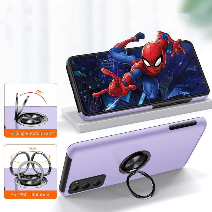 Husă pentru Samsung Galaxy S20 FE, inel multifuncțional 360°, Protecție Militară Antișoc, Purple [5]