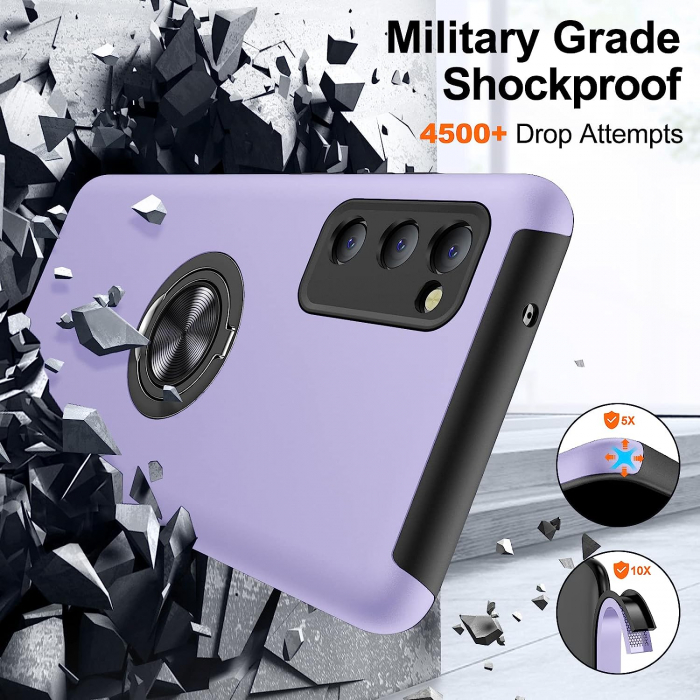 Husă pentru Samsung Galaxy S20 FE, inel multifuncțional 360°, Protecție Militară Antișoc, Purple [4]
