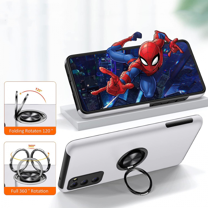 Husă pentru Samsung Galaxy S20 FE, inel multifuncțional 360°, Protecție Militară Antișoc, Silver [5]