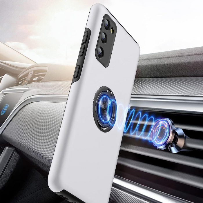 Husă pentru Samsung Galaxy S20 FE, inel multifuncțional 360°, Protecție Militară Antișoc, Silver [3]