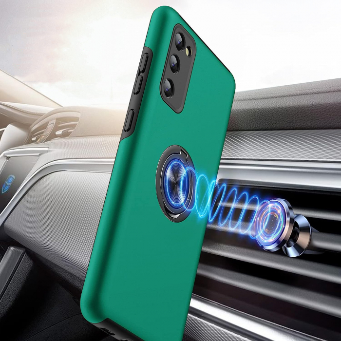 Husă pentru Samsung Galaxy S20 FE, inel multifuncțional 360°, Protecție Militară Antișoc, Verde [2]