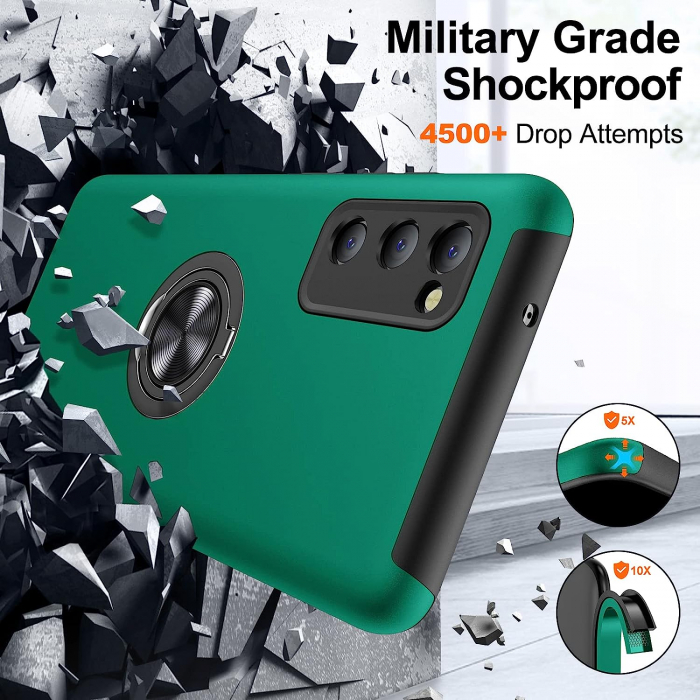 Husă pentru Samsung Galaxy S20 FE, inel multifuncțional 360°, Protecție Militară Antișoc, Verde [3]