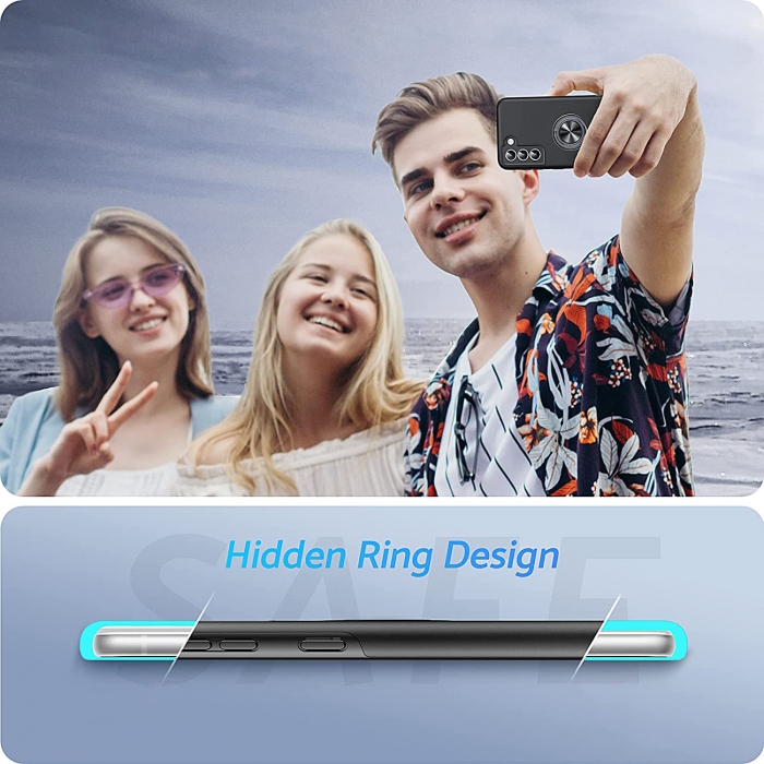 Husă pentru Samsung Galaxy S21 FE, inel multifuncțional 360°, Protecție Militară Antișoc, Negru [7]
