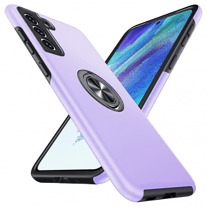 Husă pentru Samsung Galaxy S21 FE, inel multifuncțional 360°, Protecție Militară Antișoc, Purple [1]