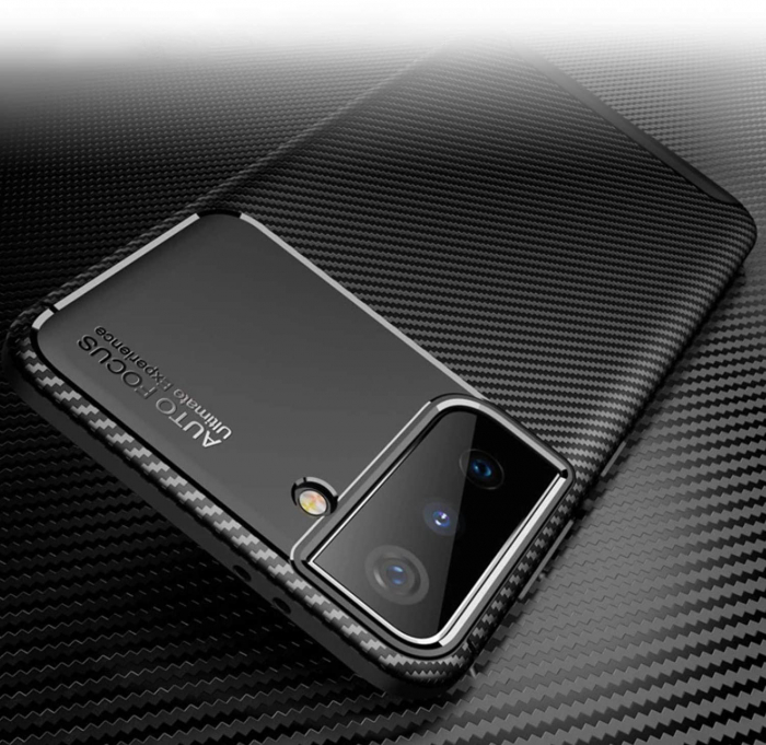 Husa pentru Samsung Galaxy S21 PLUS, fibra de carbon, Slim Antisoc, carcasa spate, Focus, Negru [7]