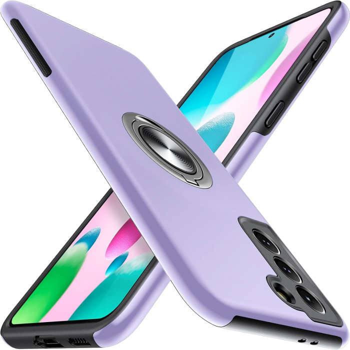 Husă pentru Samsung Galaxy S21 PLUS, inel multifuncțional 360°, Protecție Militară Antișoc, Purple [1]
