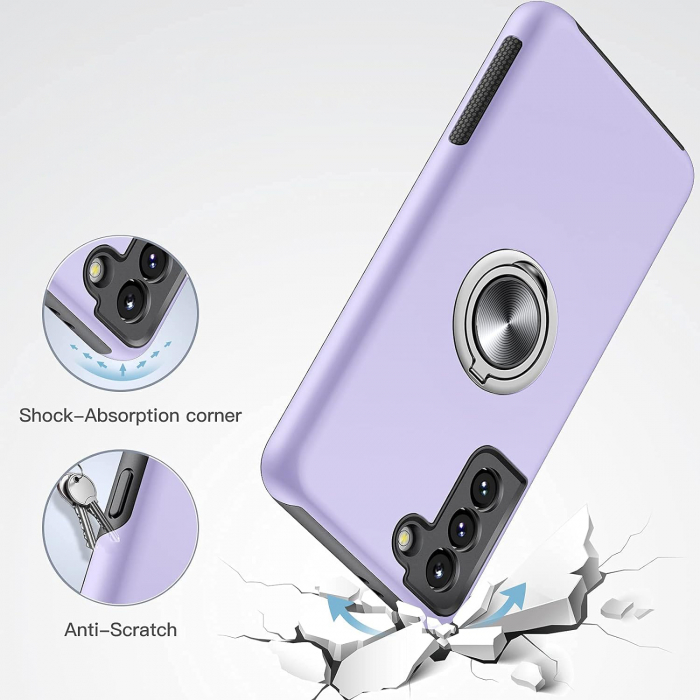 Husă pentru Samsung Galaxy S21 PLUS, inel multifuncțional 360°, Protecție Militară Antișoc, Purple [4]