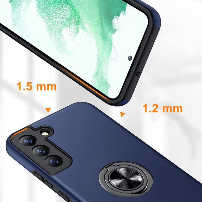 Husă pentru Samsung Galaxy S22 PLUS, inel multifuncțional 360°, Protecție Militară Antișoc, Blue [2]