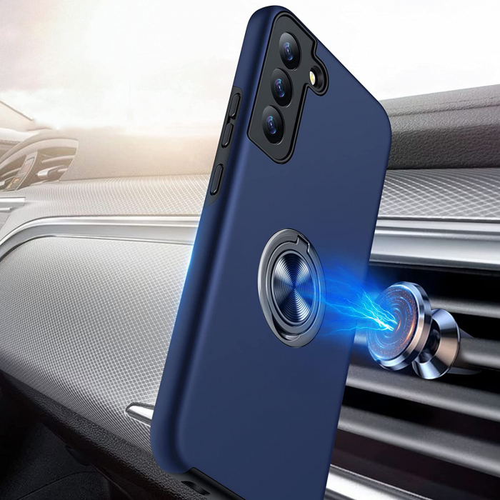 Husă pentru Samsung Galaxy S22 PLUS, inel multifuncțional 360°, Protecție Militară Antișoc, Blue [4]