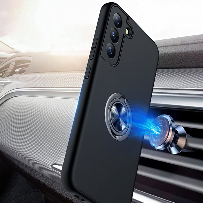 Husă pentru Samsung Galaxy S22 PLUS, inel multifuncțional 360°, Protecție Militară Antișoc, Negru [4]