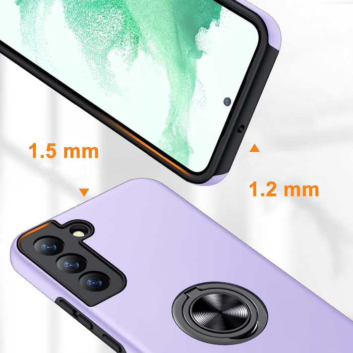 Husă pentru Samsung Galaxy S22 PLUS, inel multifuncțional 360°, Protecție Militară Antișoc, Purple [5]