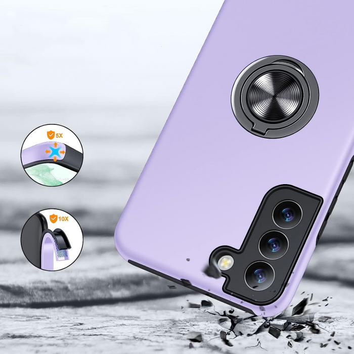 Husă pentru Samsung Galaxy S22 PLUS, inel multifuncțional 360°, Protecție Militară Antișoc, Purple [2]