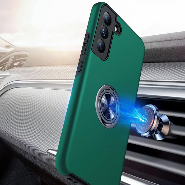 Husă pentru Samsung Galaxy S22 PLUS, inel multifuncțional 360°, Protecție Militară Antișoc, Verde [3]