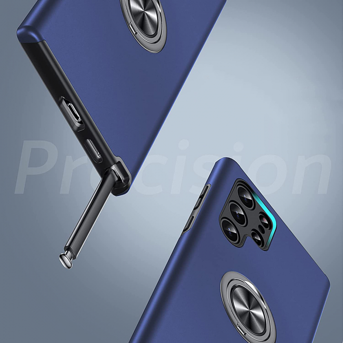 Husă pentru Samsung Galaxy S22 ULTRA, inel multifuncțional 360°, Protecție Militară Antișoc, Blue [8]