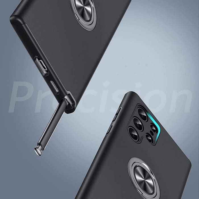 Husă pentru Samsung Galaxy S22 ULTRA, inel multifuncțional 360°, Protecție Militară Antișoc, Negru [8]