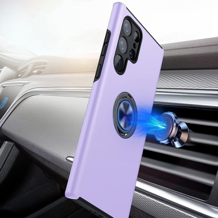 Husă pentru Samsung Galaxy S22 ULTRA, inel multifuncțional 360°, Protecție Militară Antișoc, Purple [3]