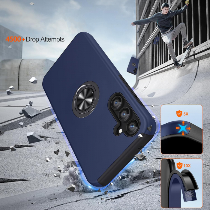 Husă pentru Samsung Galaxy S23 FE, inel multifuncțional 360°, Protecție Militară Antișoc, Blue [5]