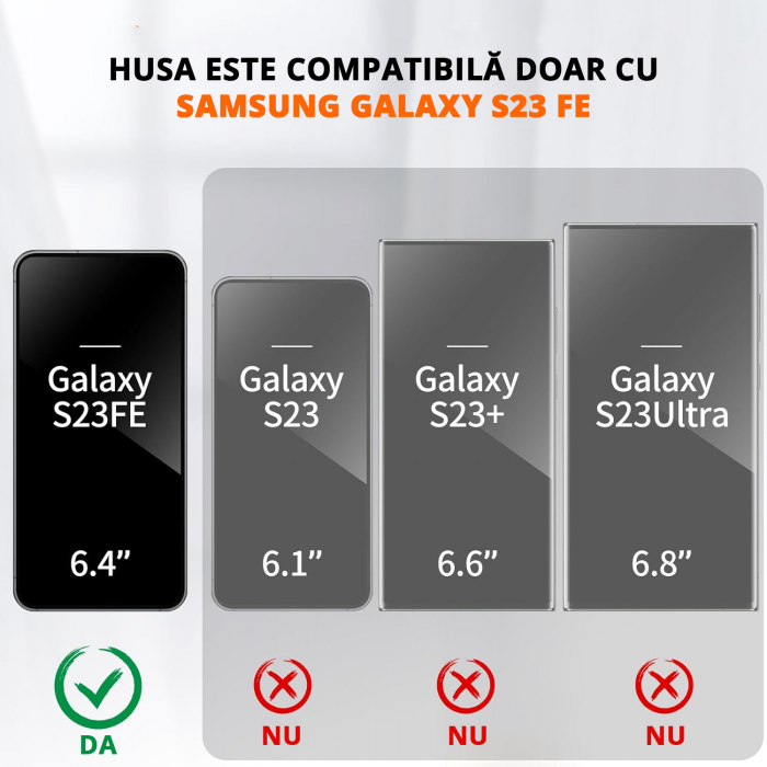 Husă pentru Samsung Galaxy S23 FE, inel multifuncțional 360°, Protecție Militară Antișoc, Negru [2]