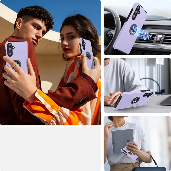 Husă pentru Samsung Galaxy S23 FE, inel multifuncțional 360°, Protecție Militară Antișoc, Purple [3]