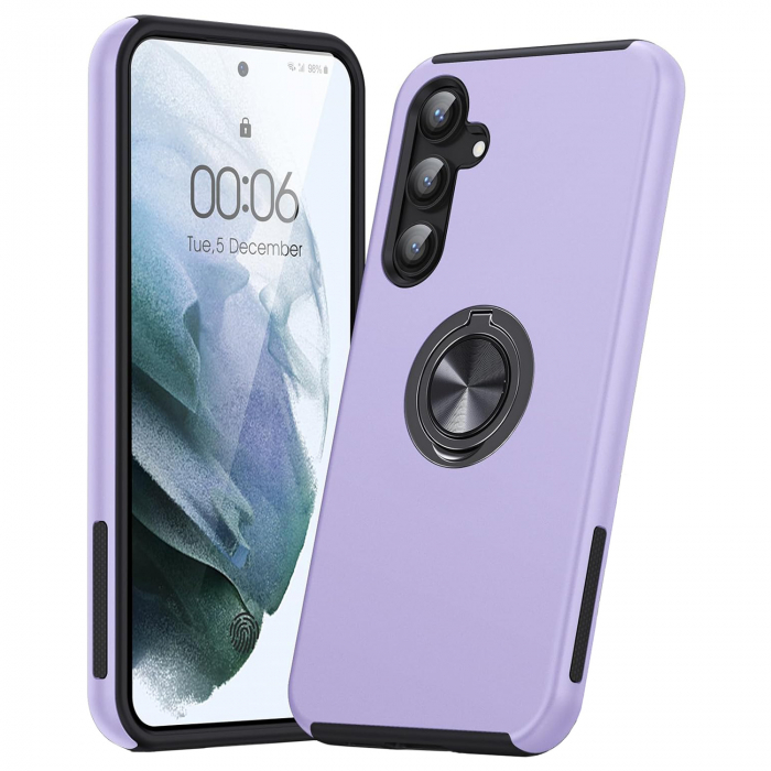 Husă pentru Samsung Galaxy S23 FE, inel multifuncțional 360°, Protecție Militară Antișoc, Purple [1]