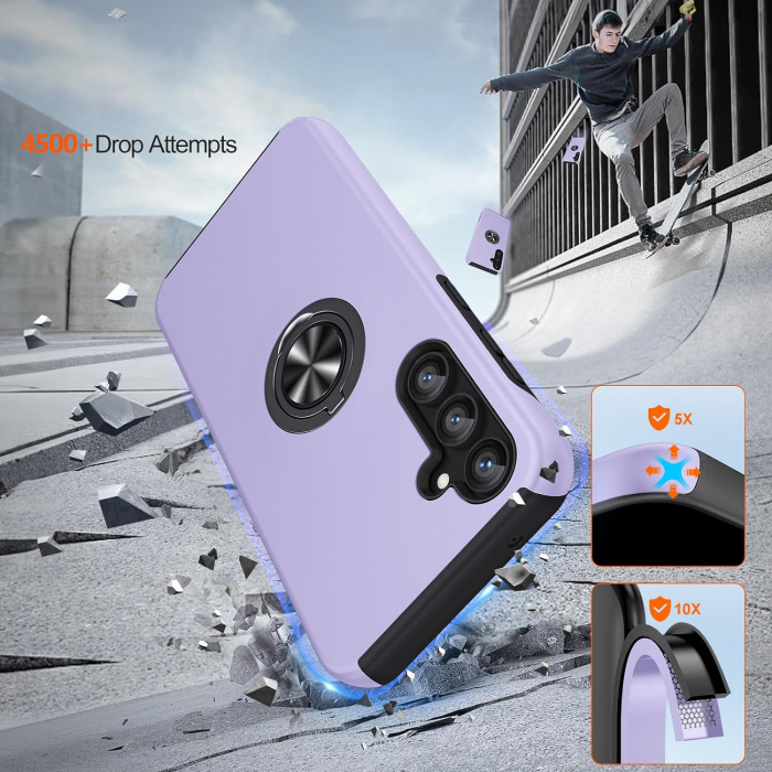 Husă pentru Samsung Galaxy S23 FE, inel multifuncțional 360°, Protecție Militară Antișoc, Purple [5]