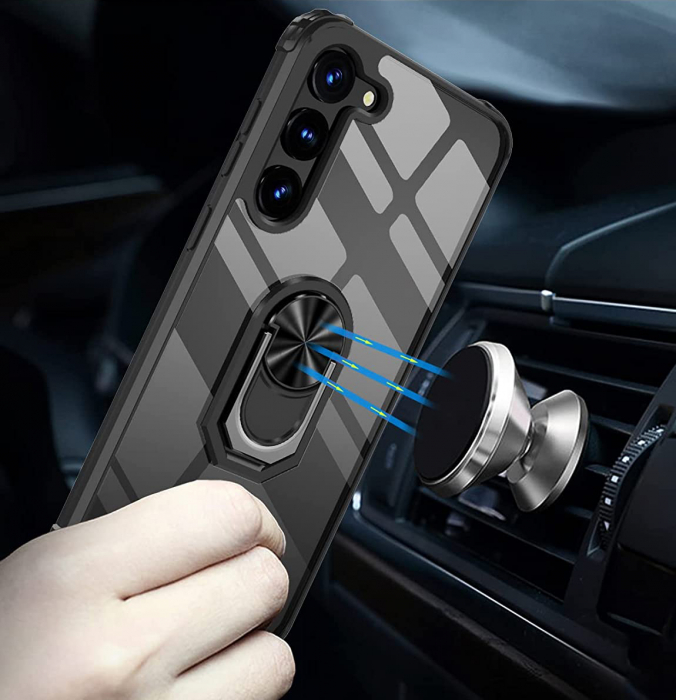Husă pentru Samsung Galaxy S23 PLUS, Hybrid Antișoc, inel multifuncțional 360°, Negru [3]