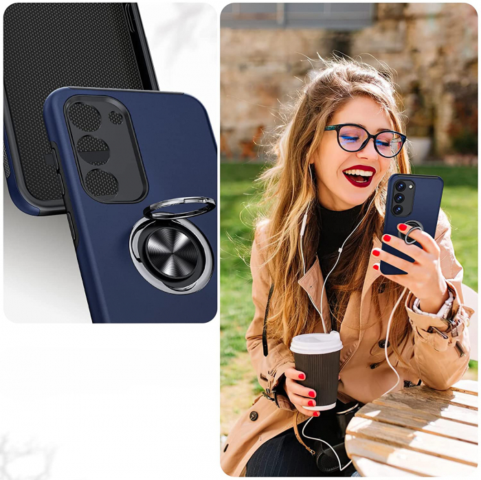 Husă pentru Samsung Galaxy S23 PLUS, inel multifuncțional 360°, Protecție Militară Antișoc, Blue [6]