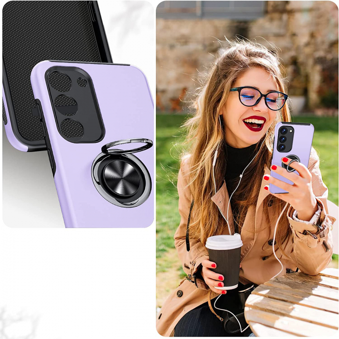 Husă pentru Samsung Galaxy S23 PLUS, inel multifuncțional 360°, Protecție Militară Antișoc, Purple [7]
