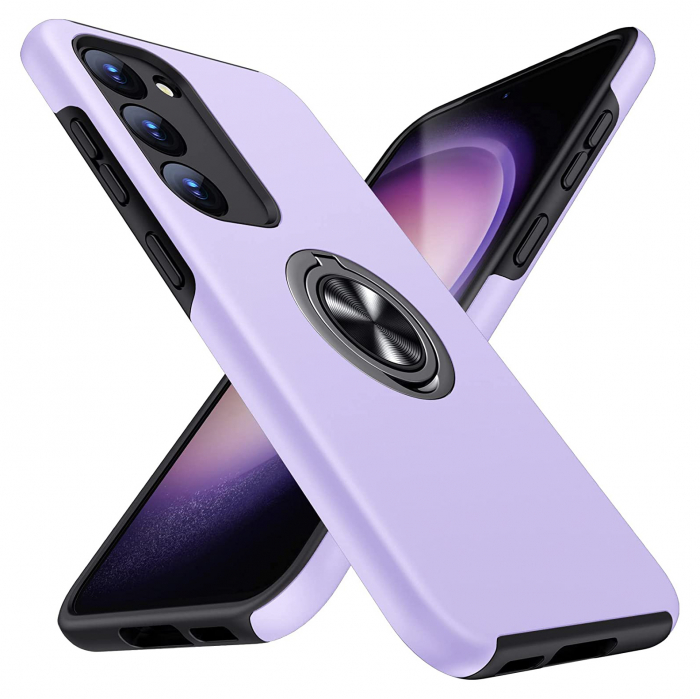 Husă pentru Samsung Galaxy S23 PLUS, inel multifuncțional 360°, Protecție Militară Antișoc, Purple [1]