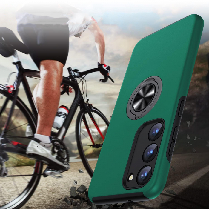 Husă pentru Samsung Galaxy S23 PLUS, inel multifuncțional 360°, Protecție Militară Antișoc, Verde [3]