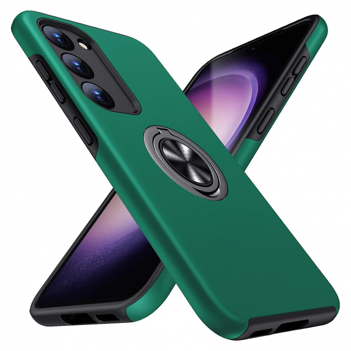 Husă pentru Samsung Galaxy S23 PLUS, inel multifuncțional 360°, Protecție Militară Antișoc, Verde [1]