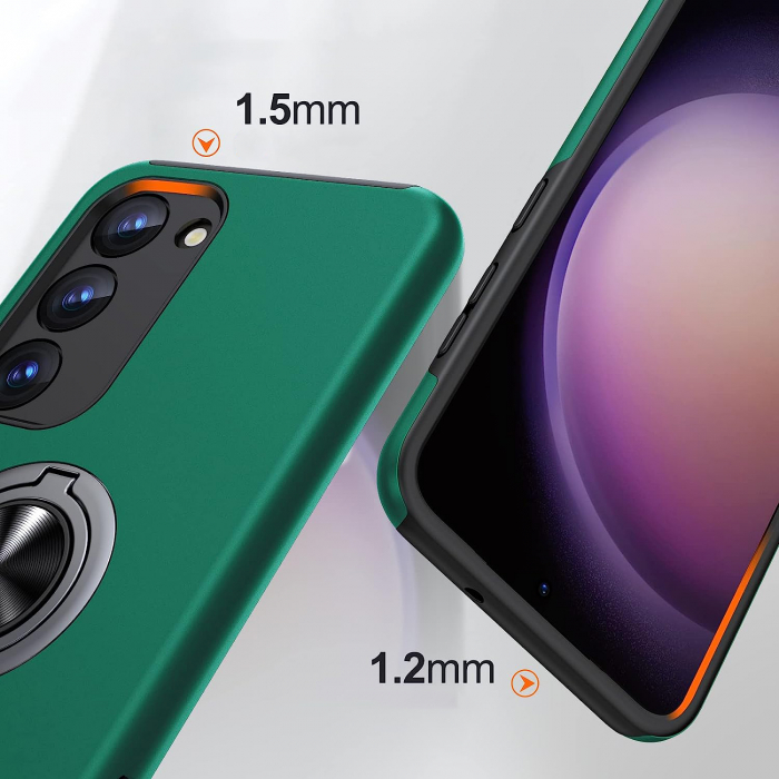 Husă pentru Samsung Galaxy S23 PLUS, inel multifuncțional 360°, Protecție Militară Antișoc, Verde [2]