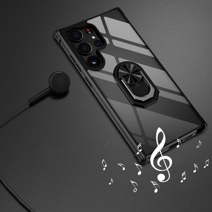 Husă pentru Samsung Galaxy S23 ULTRA, Hybrid Antișoc, inel multifuncțional 360°, Negru [6]