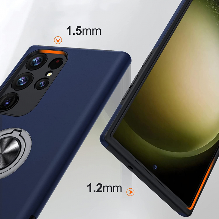 Husă pentru Samsung Galaxy S23 ULTRA, inel multifuncțional 360°, Protecție Militară Antișoc, Blue [2]
