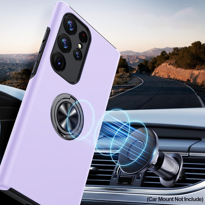 Husă pentru Samsung Galaxy S23 ULTRA, inel multifuncțional 360°, Protecție Militară Antișoc, Purple [4]