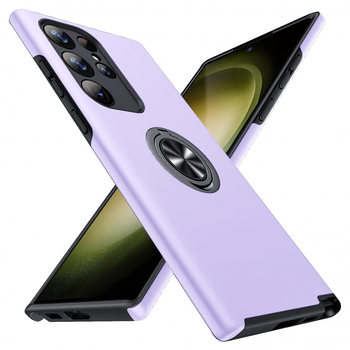 Husă pentru Samsung Galaxy S23 ULTRA, inel multifuncțional 360°, Protecție Militară Antișoc, Purple [1]