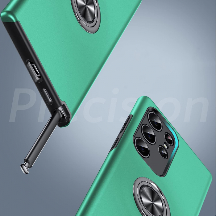 Husă pentru Samsung Galaxy S23 ULTRA, inel multifuncțional 360°, Protecție Militară Antișoc, Verde [7]